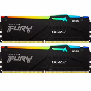 Модуль пам'яті для комп'ютера DDR5 16GB (2x8GB) 5600 MHz FURY Beast RGB Kingston Fury (ex.HyperX) (KF556C36BBEAK2-16)