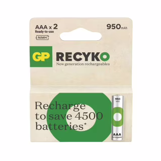 Аккумулятор Gp AAA 950mAh ReCyko HR03 1.2V (2 battery pack) (100AAAHCER21-2TLB2 / 4891199212628)