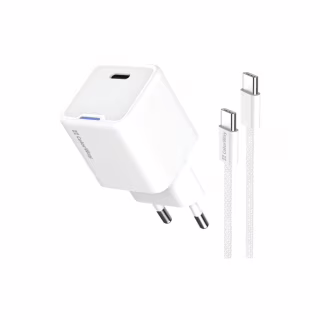 Зарядное устройство ColorWay GaN Mini 25W PD Port PPS USB-C white cable Type-C (CW-CHS052PDC-WT)