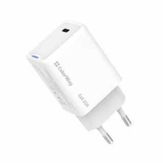Зарядное устройство ColorWay GaN Mini 65W PD Port PPS USB-C white (CW-CHS049PD-WT)