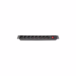 Силовий блок Eserver 19" 8 розеток, выкл., алюм. корпус PDU 220В, 16А (WT-2261A-GER-8WAY)