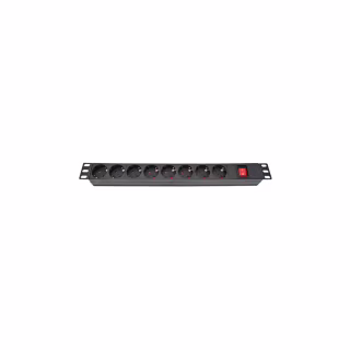 Силовой блок Eserver 19" 8 розеток, выкл., алюм. корпус PDU 220В, 16А (WT-2261A-GER-8WAY)