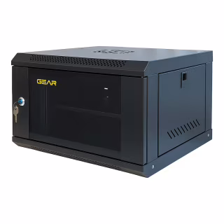 Шкаф настенный GEAR 6U 19" 600x450x350 мм, + полка 19", black (GWMSN-6U-600-450)