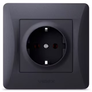 Розетка Videx BINERA 1ая с заземлением черн (VF-BNSK1G-BG)