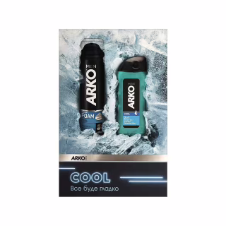 Набор косметики ARKO Men Cool Пена для бритья 200 мл + Гель для душа 260 мл (8690506546717)
