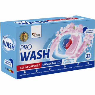 Капсулы для стирки Pro Wash All in 1 Universal Весенняя свежесть 32 шт. (4262396144683)