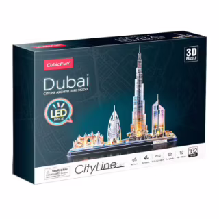 Пазл Cubic Fun Трехмерная головоломка-конструктор City Line с Led-подсветкой Дубай (L523h)