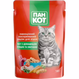 Влажный корм для кошек Пан Кот домашняя птица 100 г (4820111141012)
