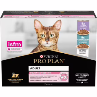 Вологий корм для кішок Purina Pro Plan Delicate Digestion Мультипак індичка та океанічна риба 10 х 85 г (8445290855817)