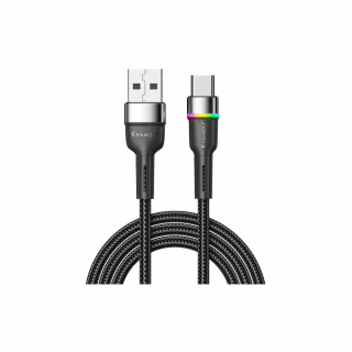 Дата кабель USB 2.0 AM to USB-C 0.5m 3A LED black Essager (EXCT-XCDB01)