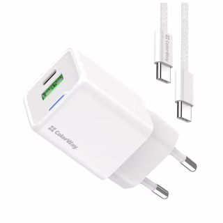 Зарядний пристрій ColorWay GaN Mini 30W PD Port PPS USB (Type-C PD + USB QC4.0) cable Type-C (CW-CHS053PDC-WT)