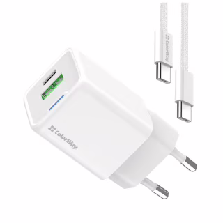 Зарядное устройство ColorWay GaN Mini 30W PD Port PPS USB (Type-C PD + USB QC4.0) cable Type-C (CW-CHS053PDC-WT)