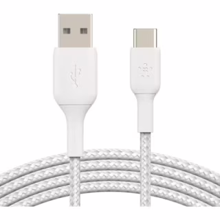 Дата кабель USB 2.0 AM to USB-C 1.0m braided white Belkin (CAB002BT1MWH)