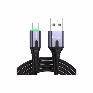 Дата кабель USB 2.0 AM to USB-C 2.0m 3A LED black Essager (EXCT-XGA0G)