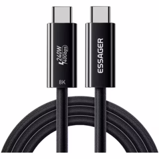 Дата кабель USB-C to USB-C 1.0m Thunderbolt 4 240W 8K60Hz black Essager (EXCTT4-PL01-P)
