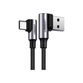 Дата кабель USB 2.0 AM to USB-C 2.0m 3A 90° corner US176 black Ugreen (20857)
