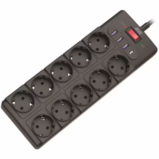 Мережевий фільтр живлення 2E 2E-SP10M3USBBK 3m (2E-SP10M3USBBK)