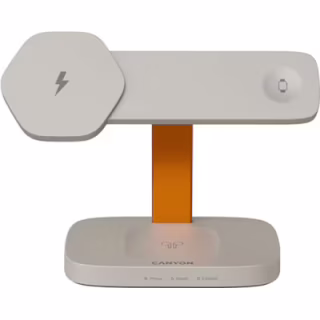 Зарядное устройство Canyon wireless charger HEXAGON WCS-310 3in1 LightGrey/Orange (CNS-WCS310LGOR)