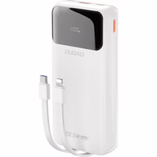 Батарея універсальна Dudao K15Pro 20000mAh PD/22.5W, QC, with built-in cables, White (6977196682447)