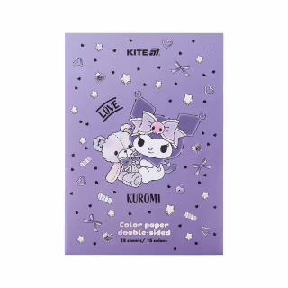 Кольоровий папір Kite А4 двосторонній Kuromi (15 аркушів/15 кольорів) (HK24-250-2)