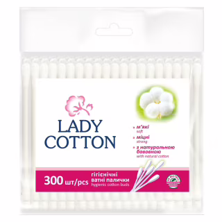 Ватные палочки Lady Cotton в полиэтиленовом пакете 300 шт. (4823071621402)
