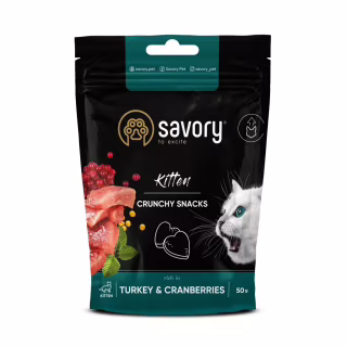 Лакомство для котов Savory для здорового роста котят, индейка с клюквой 50 г (4820232631393)