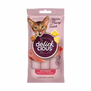 Лакомство для котов Delickcious Курица с добавлением ананаса 4 х 15 г (4820269141629)