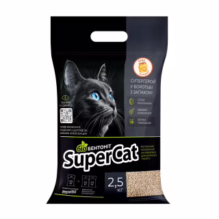 Наполнитель для туалета Super Cat Растительный биобентонит комкующий 2.5 кг (3533)
