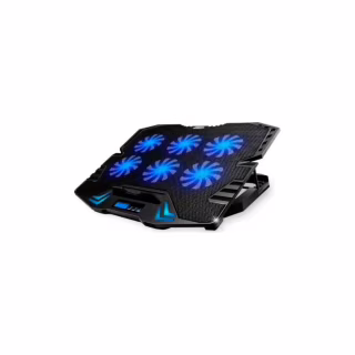 Подставка для ноутбука IceCoorel 10-17", 6*70mm 1800 RPM, 2*USB, + LCD, 365*297*30mm, Black (K8)