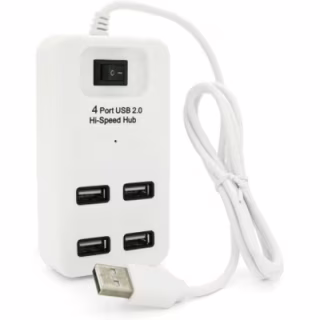 Концентратор Voltronic USB 2.0 to 4xUSB with power switch white (YT-HWS4-W)