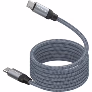 Дата кабель USB-C to USB-C 1.2m Promate (springy.grey)