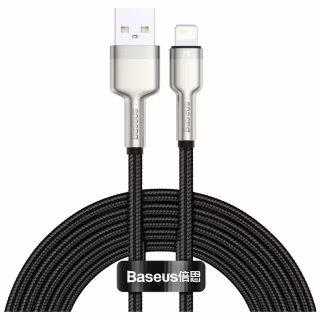Дата кабель USB 2.0 AM to Lightning 2.0m 2.4A metal black Baseus (CALJK-B01)