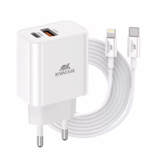 Зарядное устройство RivaCase 2хUSB-А + Type-C PD 20W+QC3.0 кабель Type-C-Lighting white (PS4102 WD5 (White))