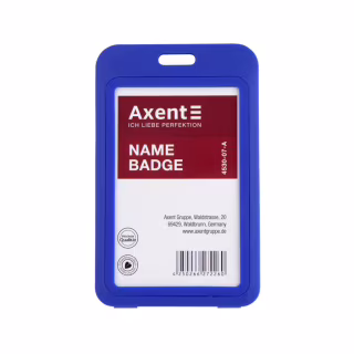 Бейдж Axent вертикальный, PP, 50х85мм, синий (4530-07-A)