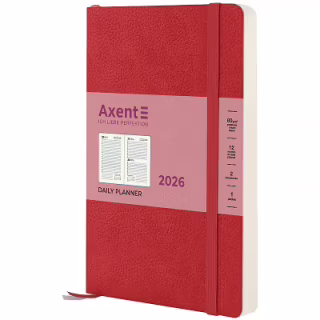 Еженедельник Axent датированный 2026 Partner Soft Skin, 145х210, красный (8810-26-06-A)