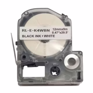 Стрічка для принтера етикеток UKRMARK RL-E-K4WBN-BK/WT, аналог LK4WBN. 12 мм х 9 м (900273)