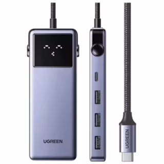 Концентратор Ugreen USB-C 7-in-1 3xUSB + 1xUSB-C + HDMI + RJ45 + PD 100W CM888 gray (45155)