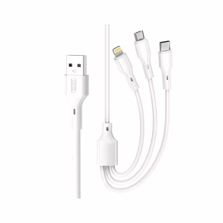 Дата кабель USB 2.0 AM to Lightning + Micro 5P + USB-C 1.0m 2.4A XO (CB-23U3)