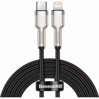 Дата кабель USB-C to Lightning 2.0m Cafule Metal PD 20W black Baseus (CATLJK-B01)