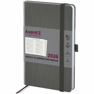Еженедельник Axent датированный 2026 Partner Lines 125х195, серый (8515-26-03-A)