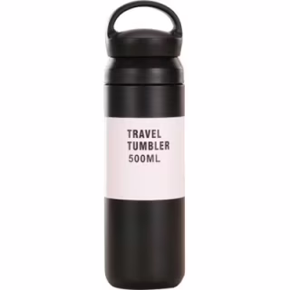 Термос Merlion Travel Tumbler 350 мл, подвійна кришка з ручкою, чорний (SUS304-350Black)