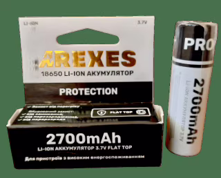 Аккумулятор Arexes 18650 Li-ion 2700mAh 3.7V высокотоковый с защитой