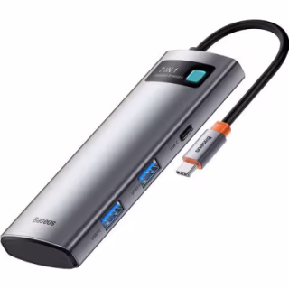 Порт-репликатор Baseus 7-in-1 Metal Gleam Series Type-C to HDMI+USB+SD/TF Docking Station (WKWG020113)