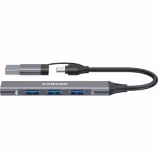 Концентратор Canyon USB-C/A 4-in-1 1xUSB 3.0 + 3xUSB 2.0 gray (CNS-TDS02G)