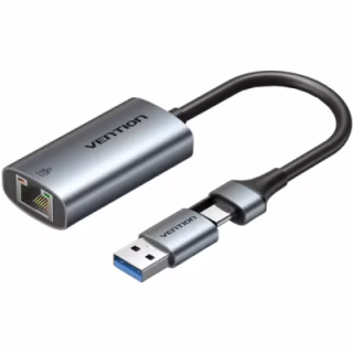 Перехідник USB-C to RJ45 Ethernet 1000Mbps gray Vention (CFQHB)