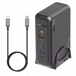 Зарядное устройство Promate 3xUSB-C + USB-A (ganport-140w.black)