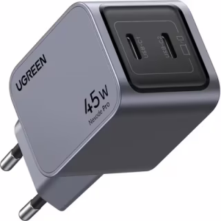 Зарядний пристрій Ugreen 2xUSB-C PD45W GaN X707 gray (35008)
