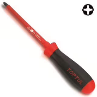 Отвертка Toptul PH1 диэлектрическая 100 мм (1000V) (FBEB0110)
