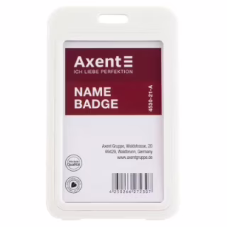 Бейдж Axent вертикальный, PP, 50х85мм, белый (4530-21-A)