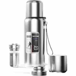 Термос Merlion з ситечком та чашкою 1 л, сталевий (ZK-127-1000Grey)